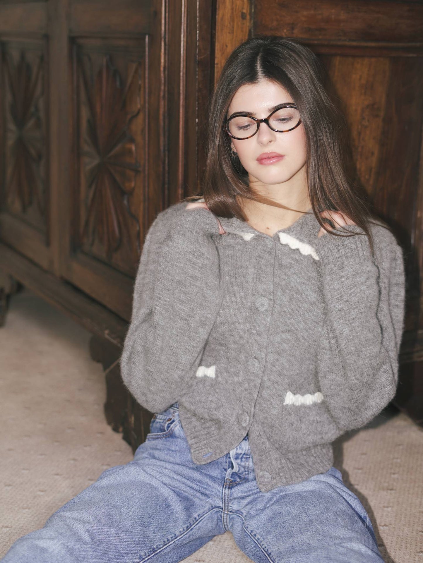 Isabella Cardigan - Gråmelert