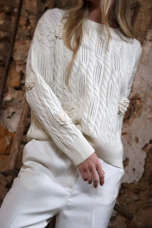 O'TAY Flora Sweater Blouses Off White