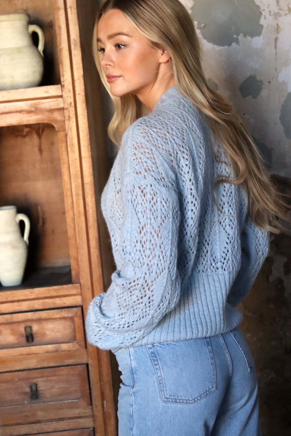 Blue boyfriend outlet cardigan