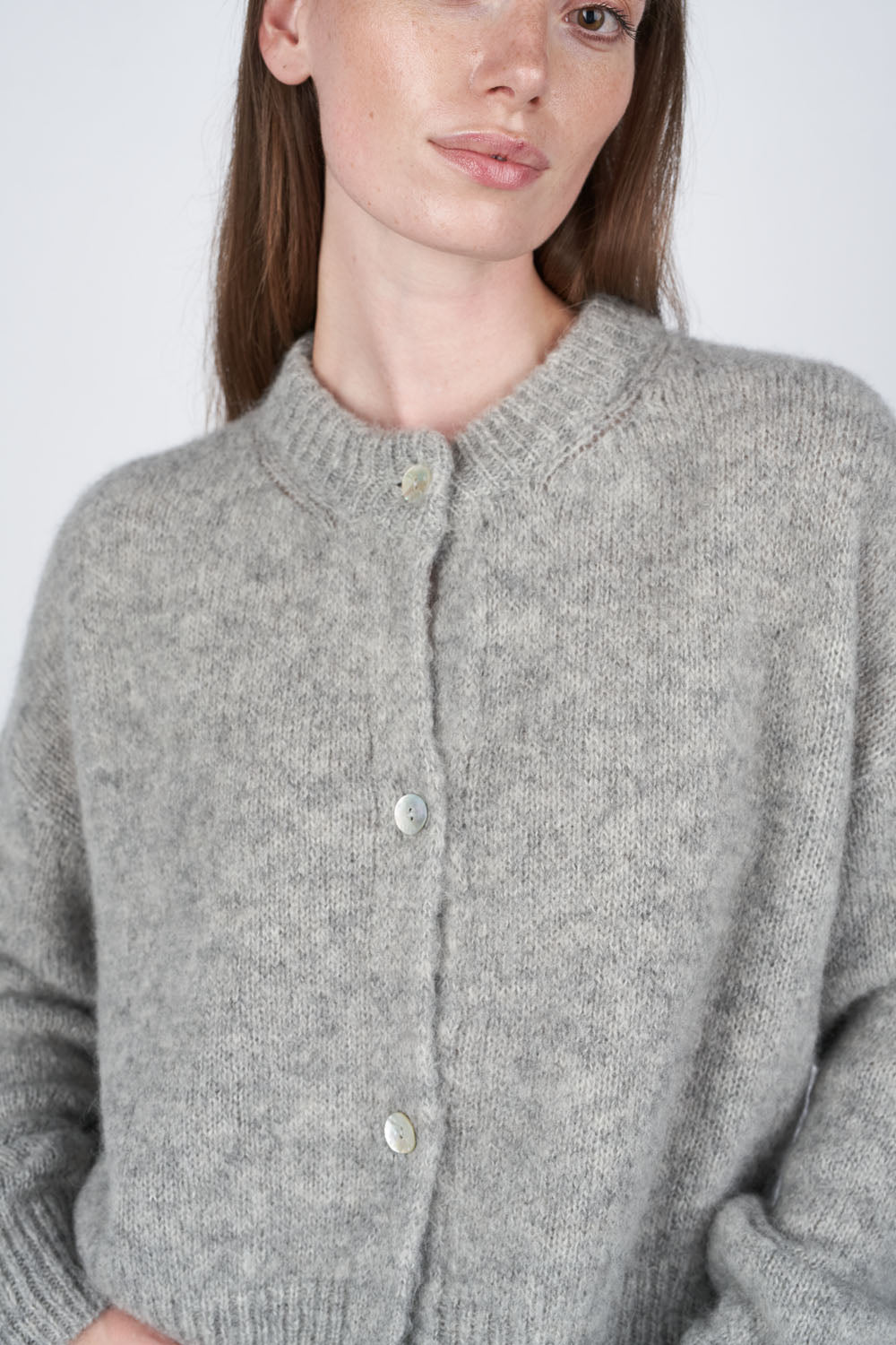 O'TAY Fuzzy Cardigan Cardigans Light Grey