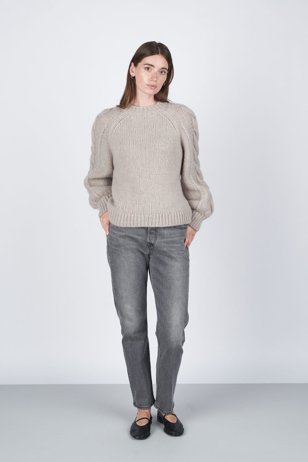 O'TAY Ida Sweater Blouses Light Taupe