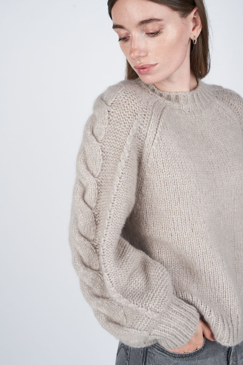 O'TAY Ida Sweater Blouses Light Taupe