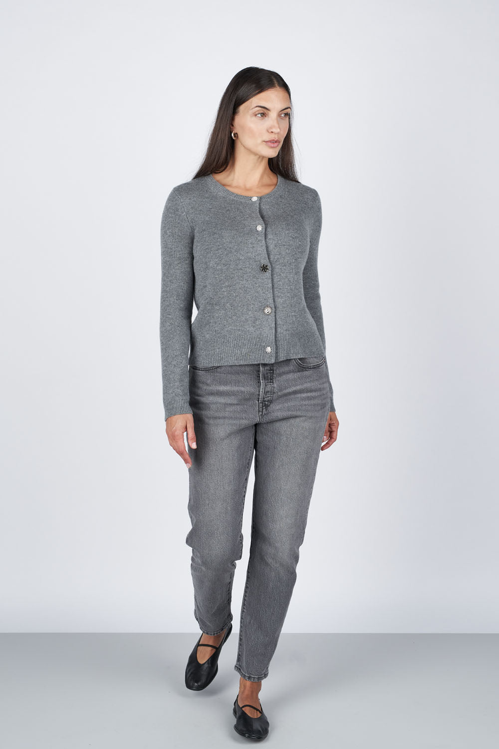 O'TAY Iris Cardigan Blouses Stone Grey