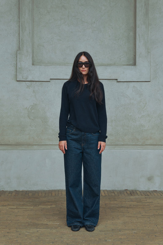 Lace Blouse - Navy