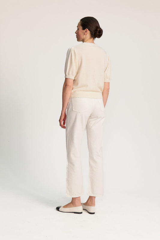 Rosie Short Sleeve Cardigan - Off White