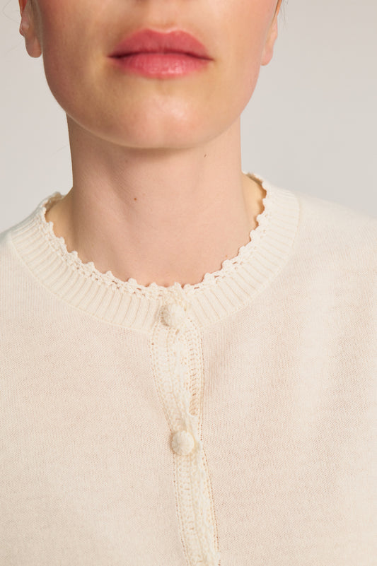 Rosie Short Sleeve Cardigan - Off White