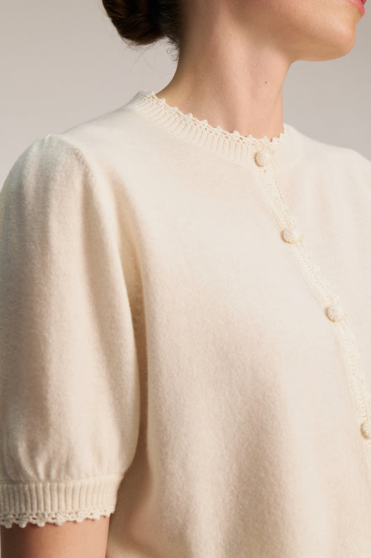 Rosie Short Sleeve Cardigan - Off White