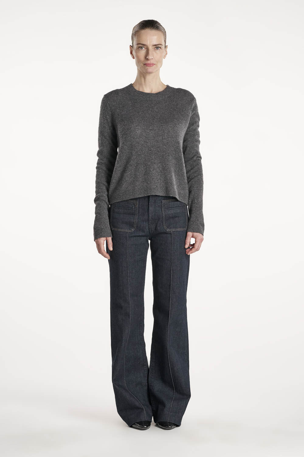 Blondebluse - Mørk gråmelert