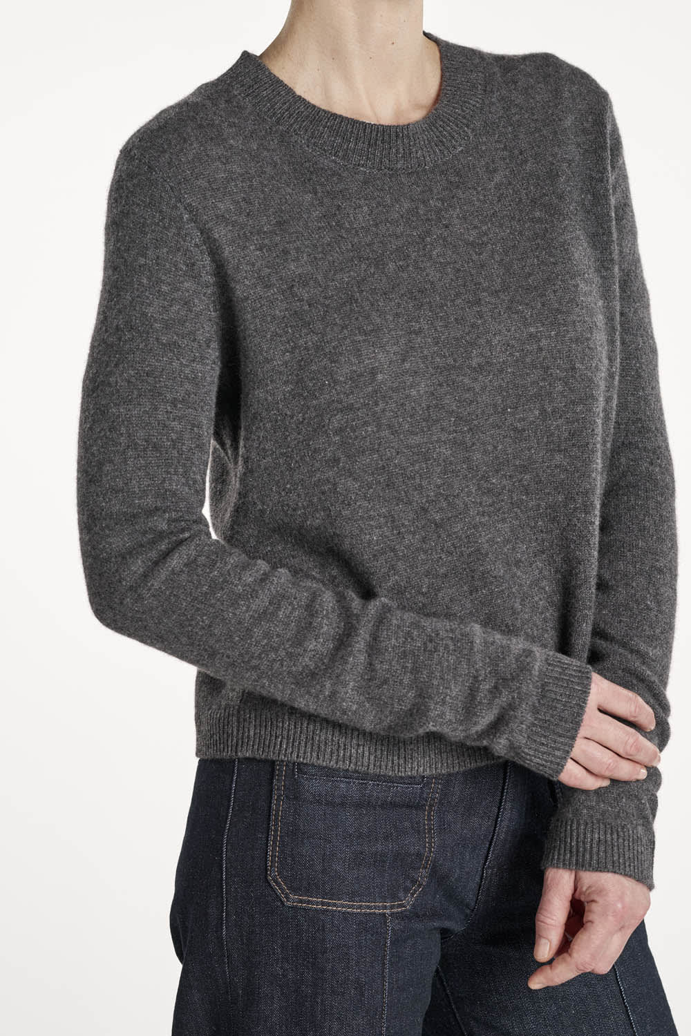 Blondebluse - Mørk gråmelert