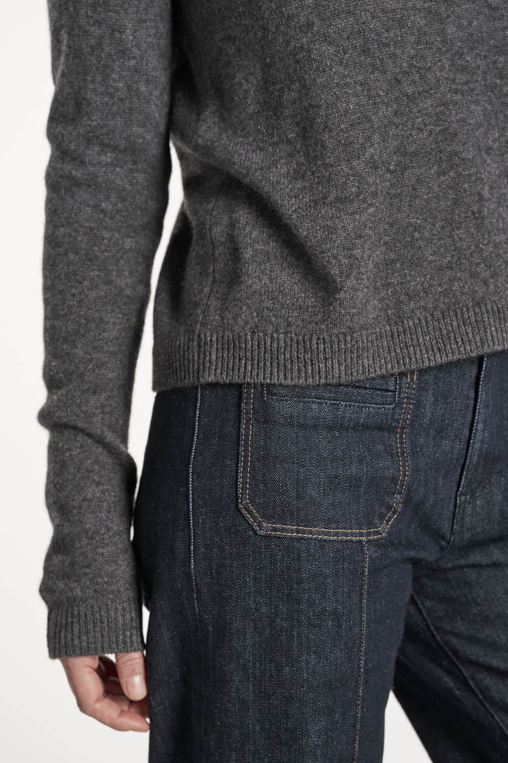 Blondebluse - Mørk gråmelert