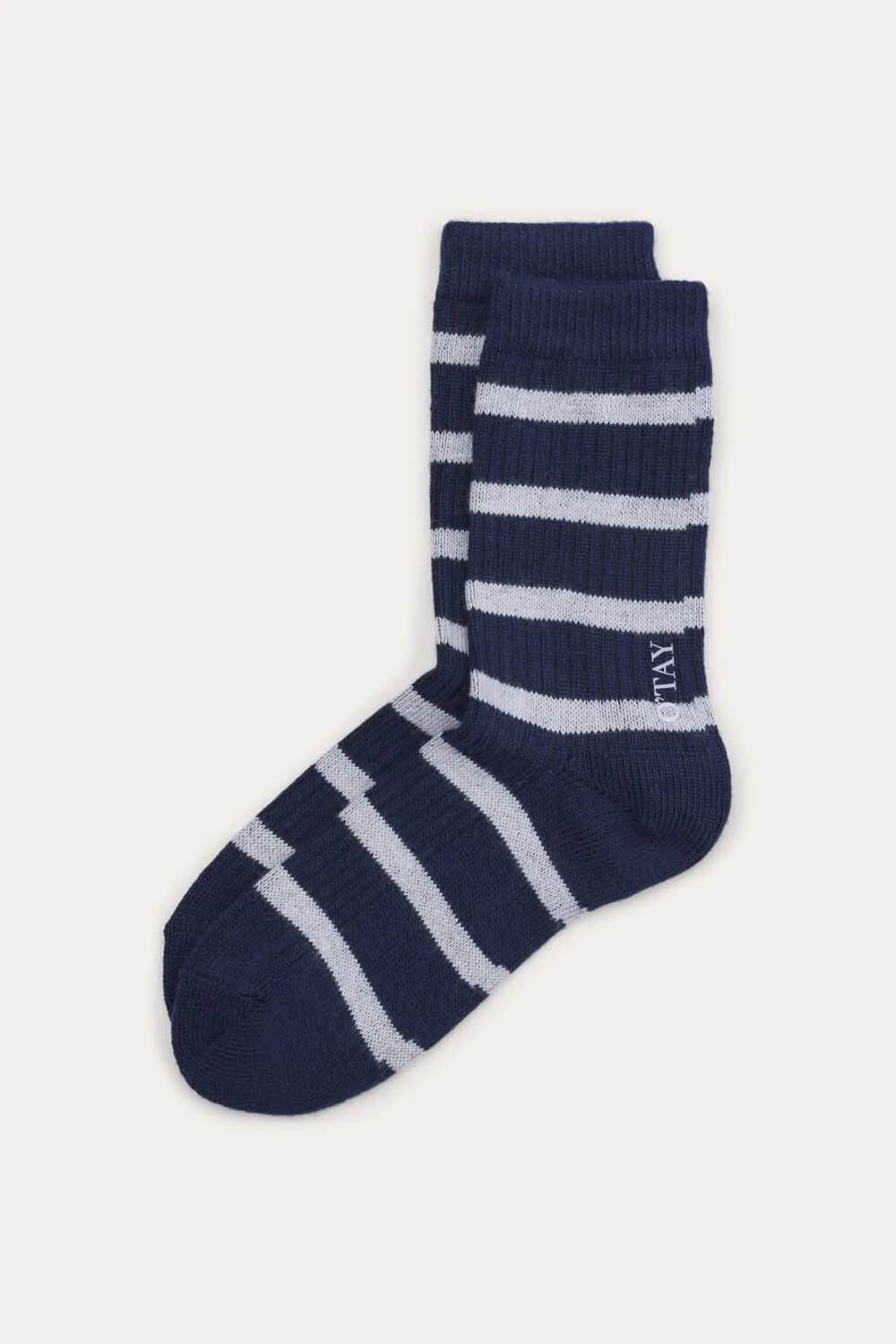 O'TAY Striped Socks Blend Accessories Navy/Off White